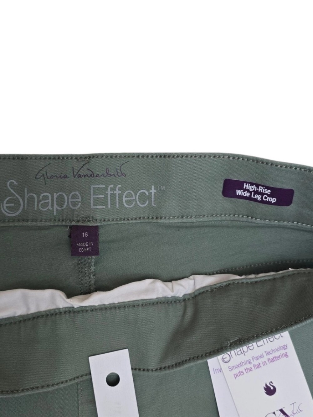NWT Gloria Vanderbilt Pull On High Rise Wide Leg Crop Pants sz 16 Sage Green - Picture 2 of 11